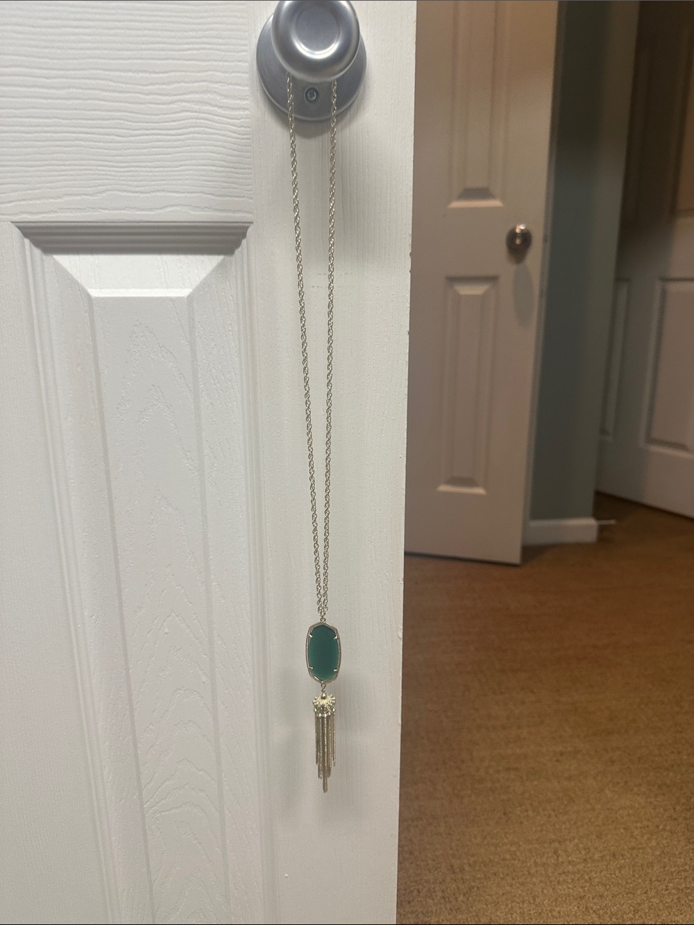 Kendra Scott Green Stone Gold Tassel Pendant Necklace